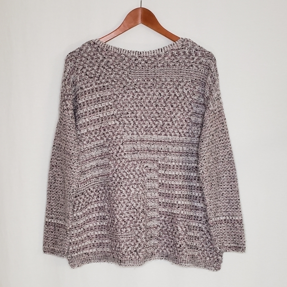 Pure Jill Sweater Multi-color Mixed Stitch Knit Pattern Size L
